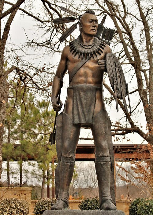 Statue Greeting Card featuring the photograph Chickasaw Warrior by Sheila Brown