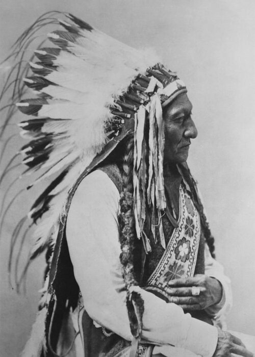 Native American Greeting Card featuring the photograph Chief Sitting Bull by War Is Hell Store
