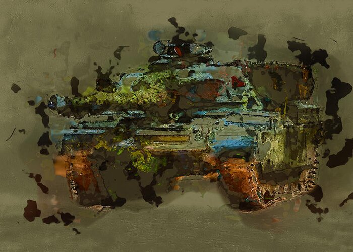 Army Greeting Card featuring the digital art Chieftain Tank Abstract by Roy Pedersen