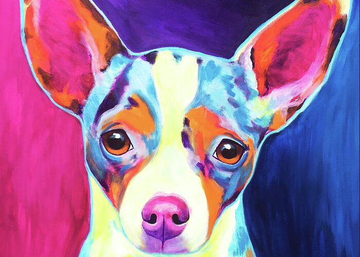 Chihuahua Greeting Card featuring the painting Chihuahua - Brady by Dawg Painter