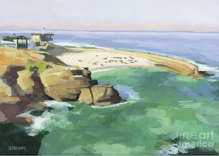 Children's Pool Greeting Card featuring the painting Children's Pool La Jolla San Diego California by Paul Strahm