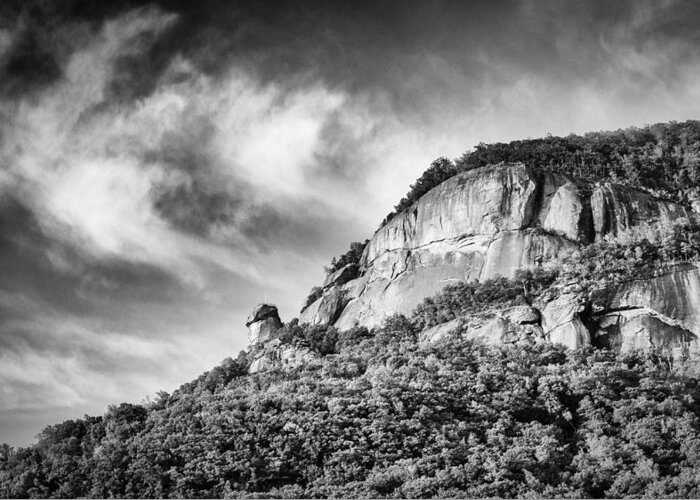 Asheville Greeting Card featuring the photograph Chimney Rock - bw by Joye Ardyn Durham
