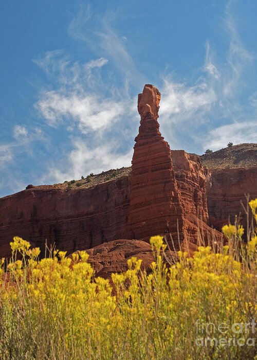 Chimney Rock Greeting Card featuring the photograph Chimney Rock Capital Reef by C