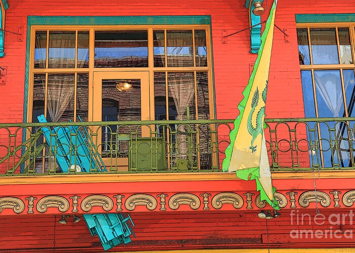 Red Greeting Card featuring the photograph Chinatown Balcony by Jeanette French