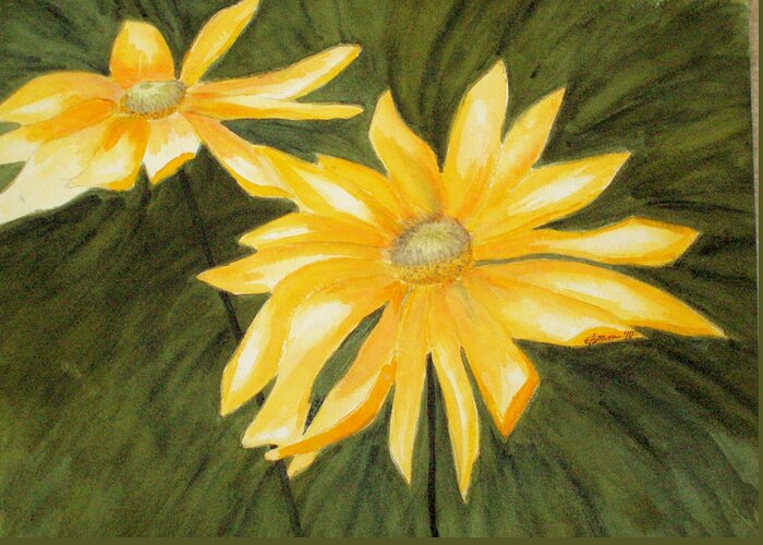 Chrysanthemum Greeting Card featuring the painting Chris Ann the Mum by Elise Boam