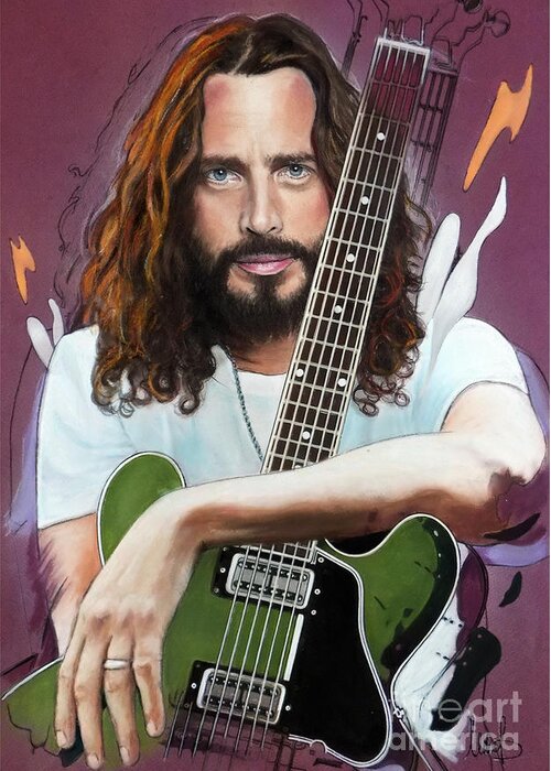 Chris Cornell Greeting Card featuring the pastel Chris Cornell by Melanie D