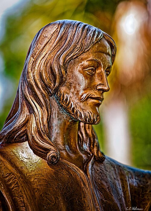 Statue Greeting Card featuring the photograph Christ in Bronze by Christopher Holmes