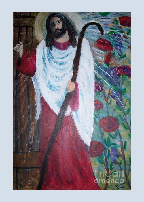 Jesus Greeting Card featuring the painting Christ Knocking by Seaux-N-Seau Soileau
