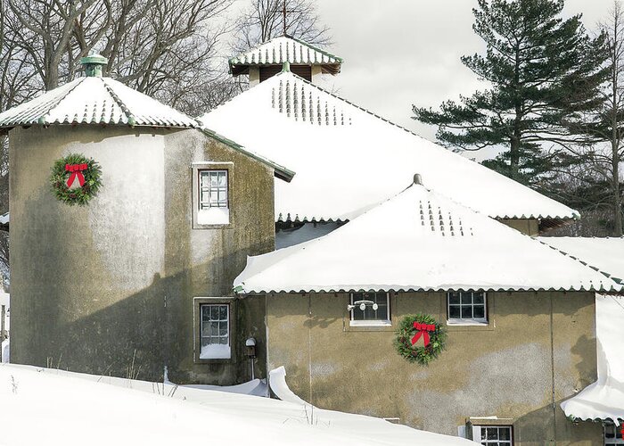 Snowstorm Greeting Card featuring the photograph Christmas at the Barns by Stoney Stone
