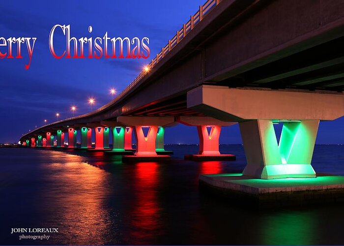 Bridge Greeting Card featuring the photograph Christmas Bridge by John Loreaux