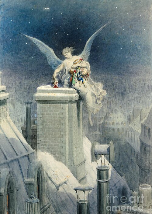 Christmas Greeting Card featuring the painting Christmas Eve by Gustave Dore