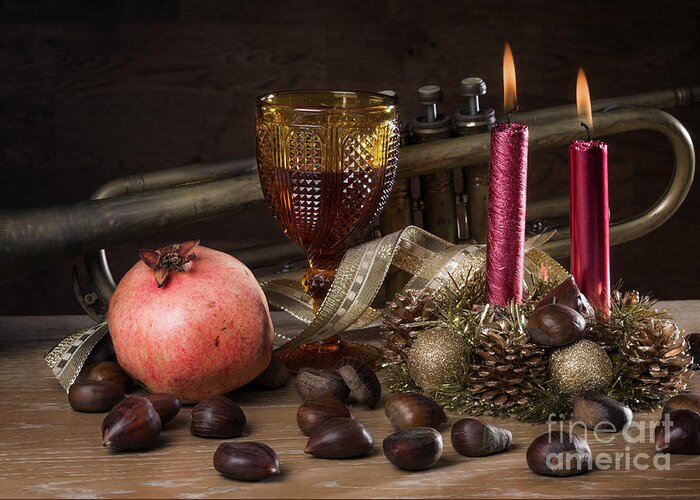Wine Greeting Card featuring the photograph Christmas Fall Still-life by Carlos Caetano