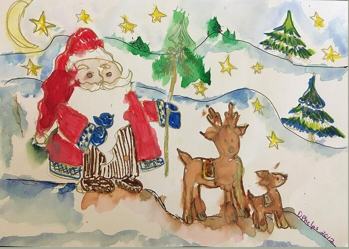 Watercolor Greeting Card featuring the painting Christmas is Coming by Dottie Visker