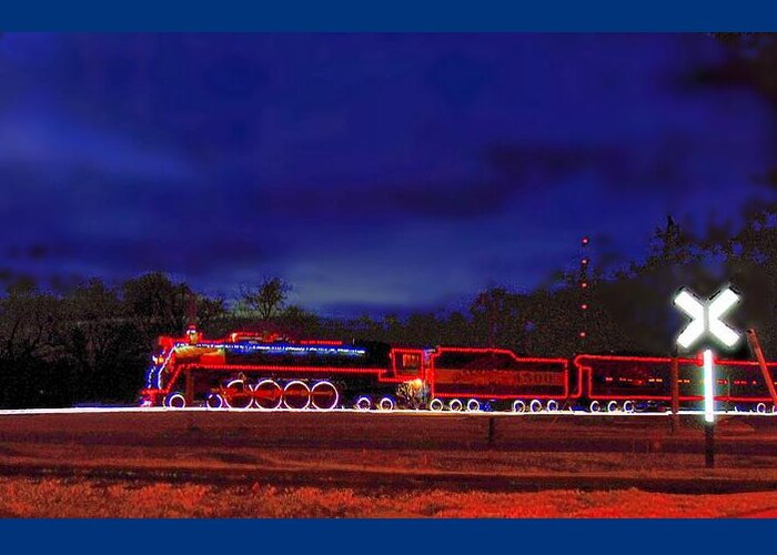Train Greeting Card featuring the photograph Christmas Lights on the Meteor 4500 by Janette Boyd