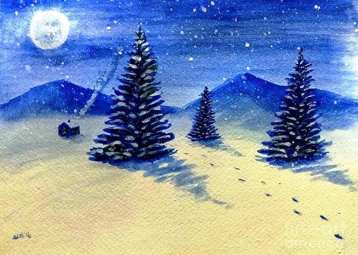 Christmas Greeting Card featuring the painting Christmas Snow by Stacy C Bottoms