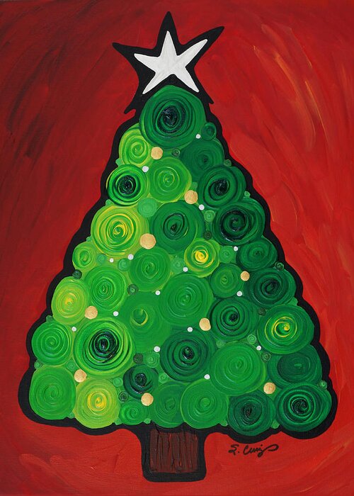 Christmas Greeting Card featuring the painting Christmas Tree Twinkle by Sharon Cummings