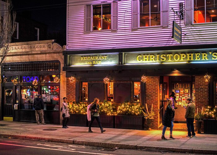 Christopher's Greeting Card featuring the photograph Christopher's and the TOAD Cambridge MA Porter Square by Toby McGuire