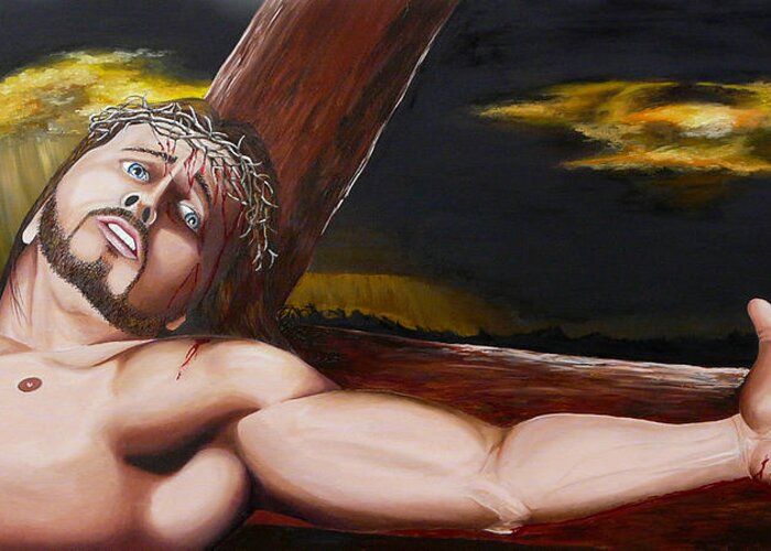 Christ Greeting Card featuring the painting Christ's Anguish by Vic Ritchey