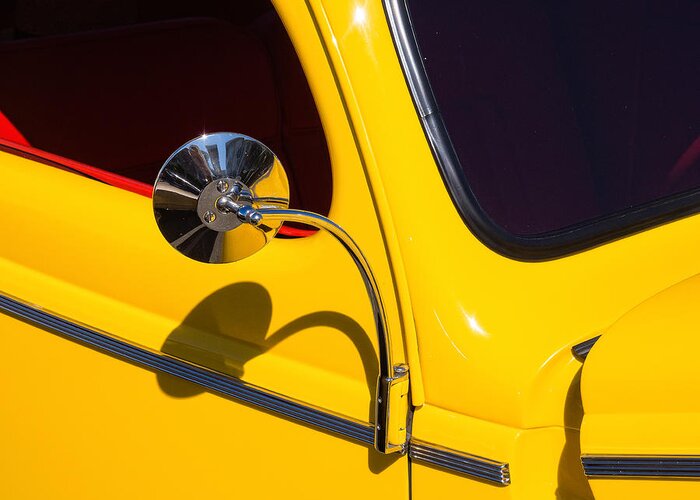 Chevy Greeting Card featuring the photograph Chrome Mirrored to Yellow by Gary Karlsen