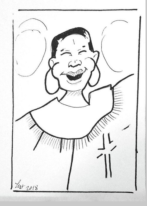 Art Greeting Card featuring the drawing Church Lady 2 by Loretta Nash