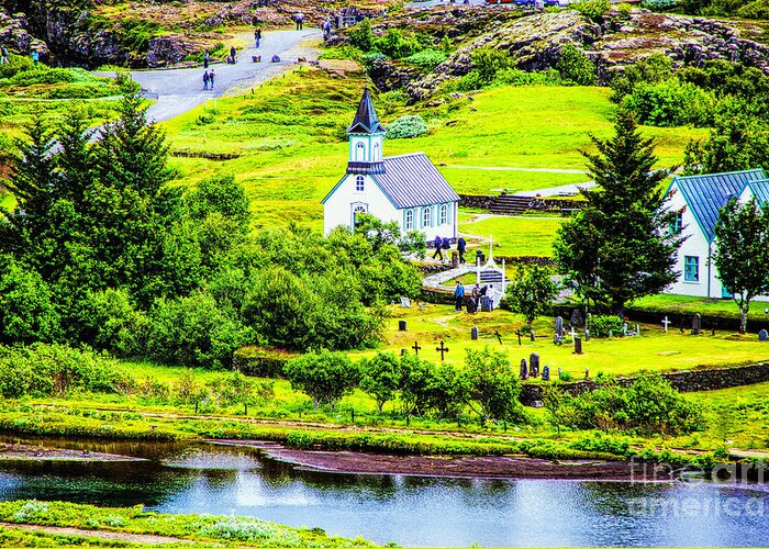 Iceland Remote Churches Landscapes Greeting Card featuring the photograph Church on the Green by Rick Bragan