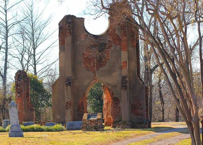 Greenfield Greeting Card featuring the photograph Church Ruins Greenfield Cemetery by Karen Wagner