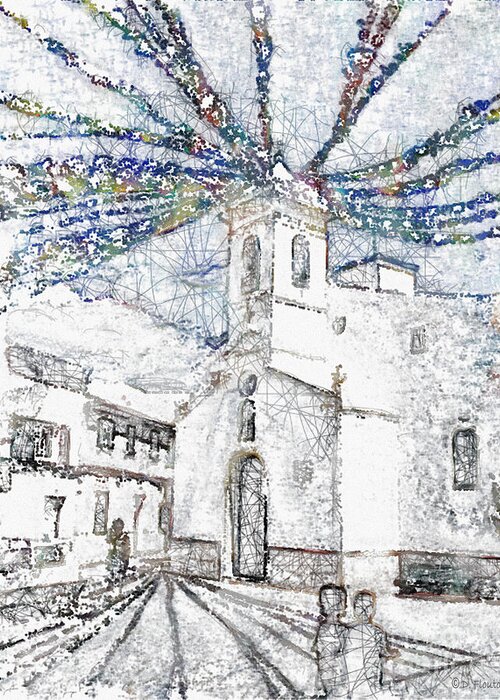 Ebsq Greeting Card featuring the photograph Church Square Impression Migjorn Menorca Spain by Dee Flouton