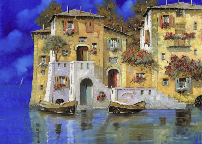 Landscape Greeting Card featuring the painting Cieloblu by Guido Borelli