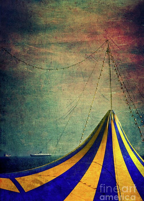Circus Greeting Card featuring the photograph Circus with distant ships II by Silvia Ganora