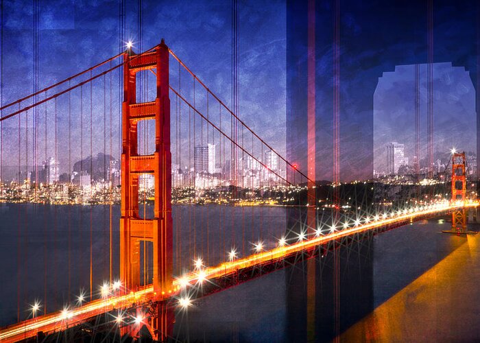 America Greeting Card featuring the photograph City Art Golden Gate Bridge Composing by Melanie Viola