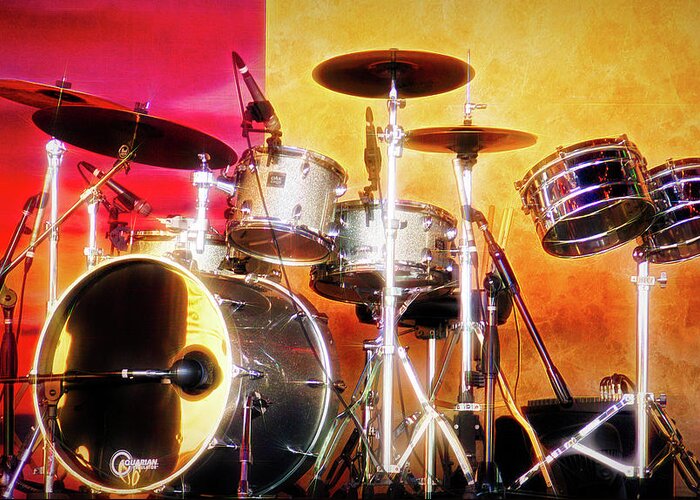 Drum Greeting Card featuring the photograph City Flare Drum Set by Aimee L Maher ALM GALLERY
