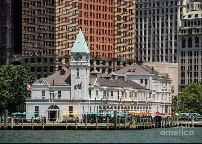 City Pier A Greeting Card featuring the photograph City Pier A and Pier A Harbor House in New York City by David Oppenheimer