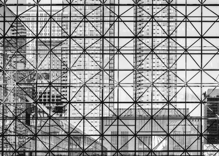 America Greeting Card featuring the photograph City Windows Abstract Black and White by Marianne Campolongo