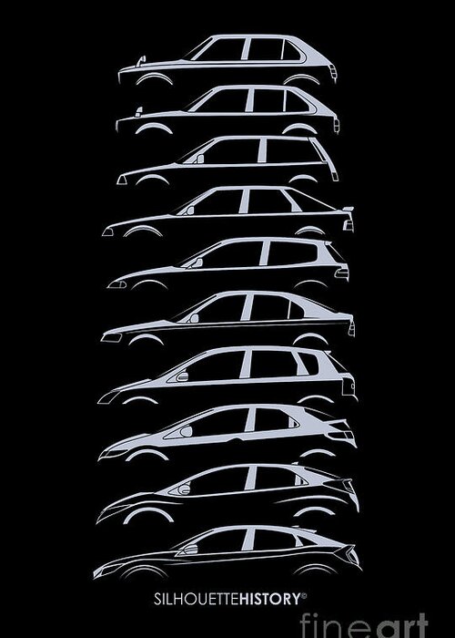 Compact Car Greeting Card featuring the digital art Civil Hatch 5D SilhouetteHistory by Gabor Vida