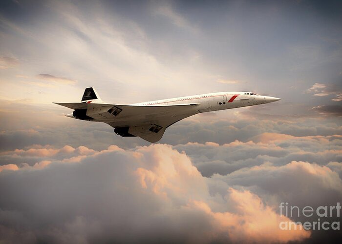 Concorde Greeting Card featuring the digital art Classic Concorde by Airpower Art