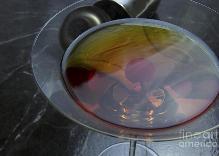 Classic Greeting Card featuring the photograph Classic Manhattan Cocktail with Cherry by Karen Foley