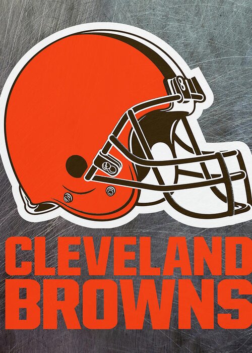 Cleveland Greeting Card featuring the mixed media Cleveland Browns on an abraded steel texture by Movie Poster Prints