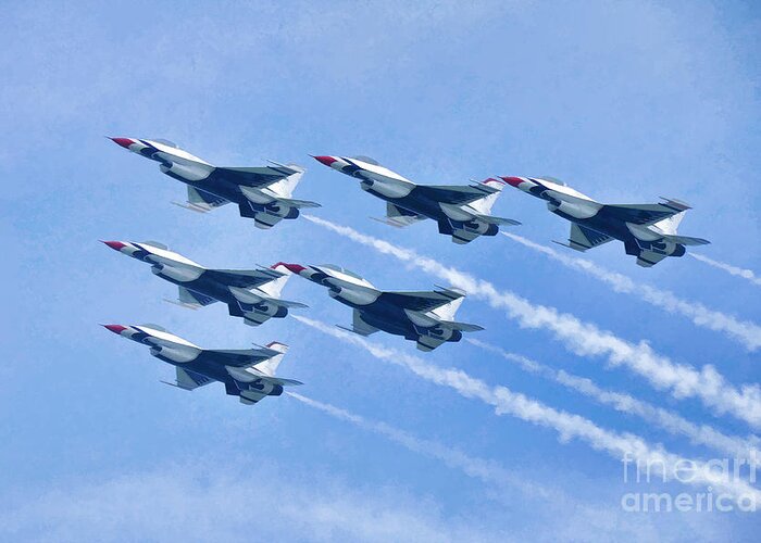 Photographer In North Ridgeville Greeting Card featuring the photograph Cleveland National Air Show - Air Force Thunderbirds - 1 by Mark Madere