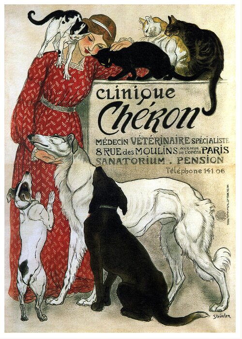 Clinique Cheron Greeting Card featuring the mixed media Clinique Cheron - Vintage Clinic Advertising Poster by Studio Grafiikka