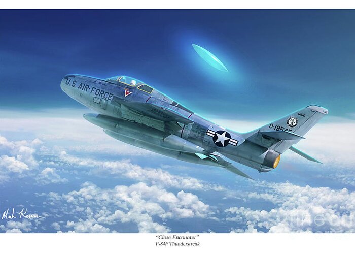 Aviation Art Print Greeting Card featuring the painting Close Encounter by Mark Karvon