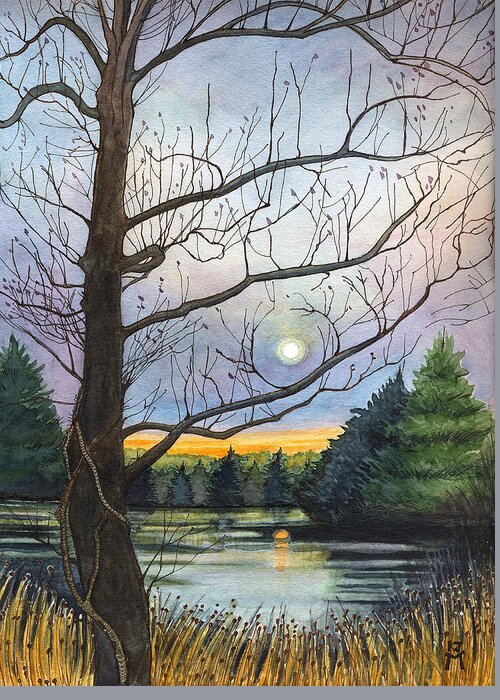 Close To Dusk Greeting Card featuring the painting Close to Dusk by Katherine Miller