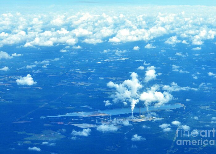 Cloud Steam Factory Aerial Greeting Card featuring the photograph Cloud Factory 9064 by Ken DePue