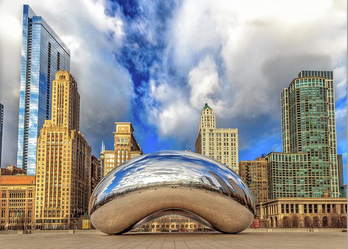 Bean Greeting Card featuring the photograph Cloud Gate @ Millenium Park Chicago by Peter Ciro
