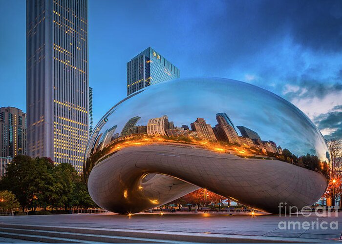 America Greeting Card featuring the photograph Cloud Gate 5 by Inge Johnsson