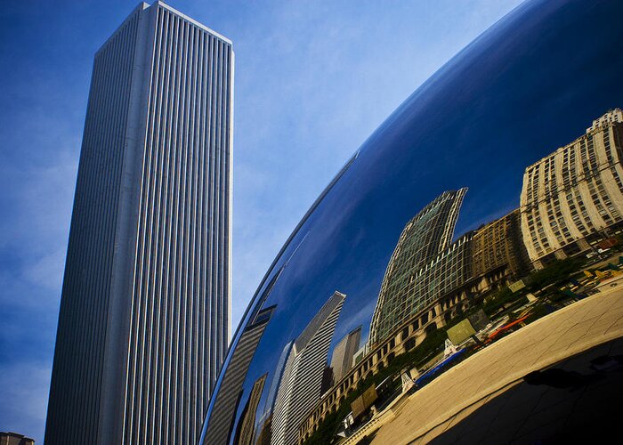 Chicago Greeting Card featuring the photograph Cloud Gate and Aon Center by Roger Passman