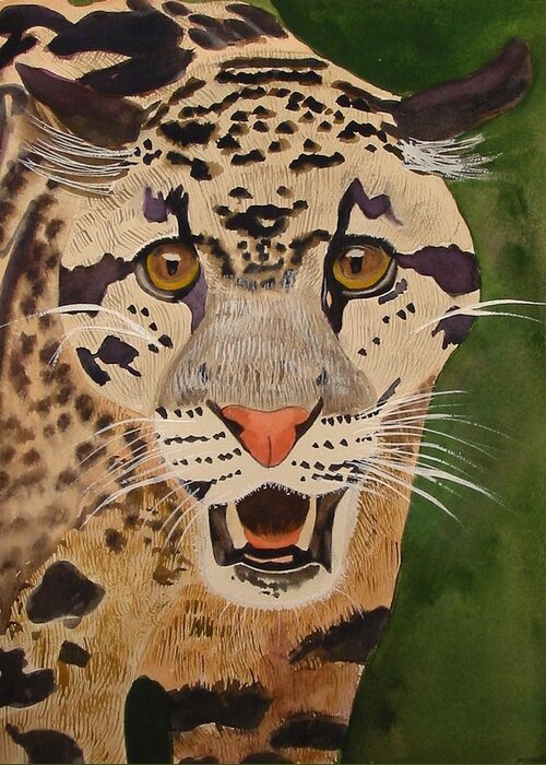 Jungle Greeting Card featuring the painting Clouded Leopard by Michele Turney