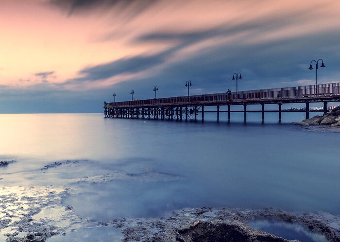 Pier Greeting Card featuring the photograph Clouds Come Floating Into My Life by Stelios Kleanthous