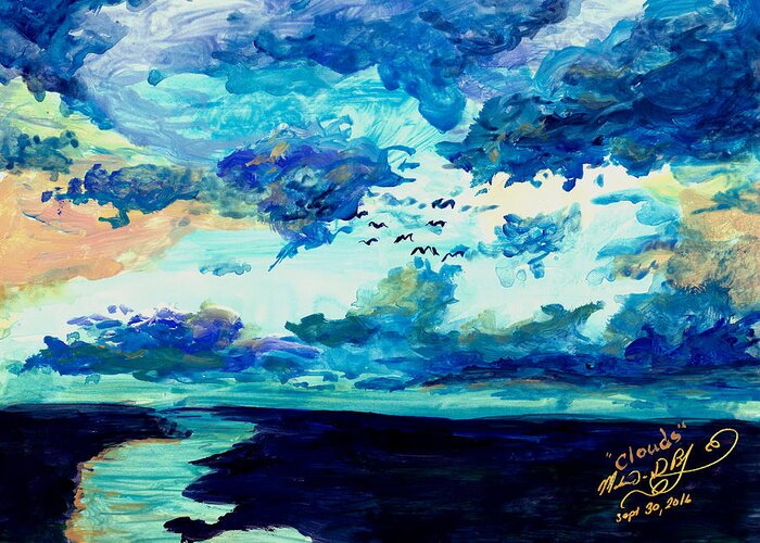 Cloud Greeting Card featuring the painting Clouds by Melinda Dare Benfield