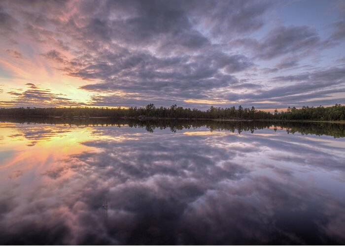 Boundary Waters Greeting Card featuring the photograph Kawishiwi River Sunset Refletion, Boundayt Watery Minnesota by Paul Schultz