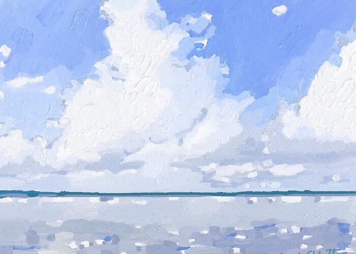 Clouds Greeting Card featuring the painting Clouds over Banana River, Merritt Island, Fl by Melissa Abbott